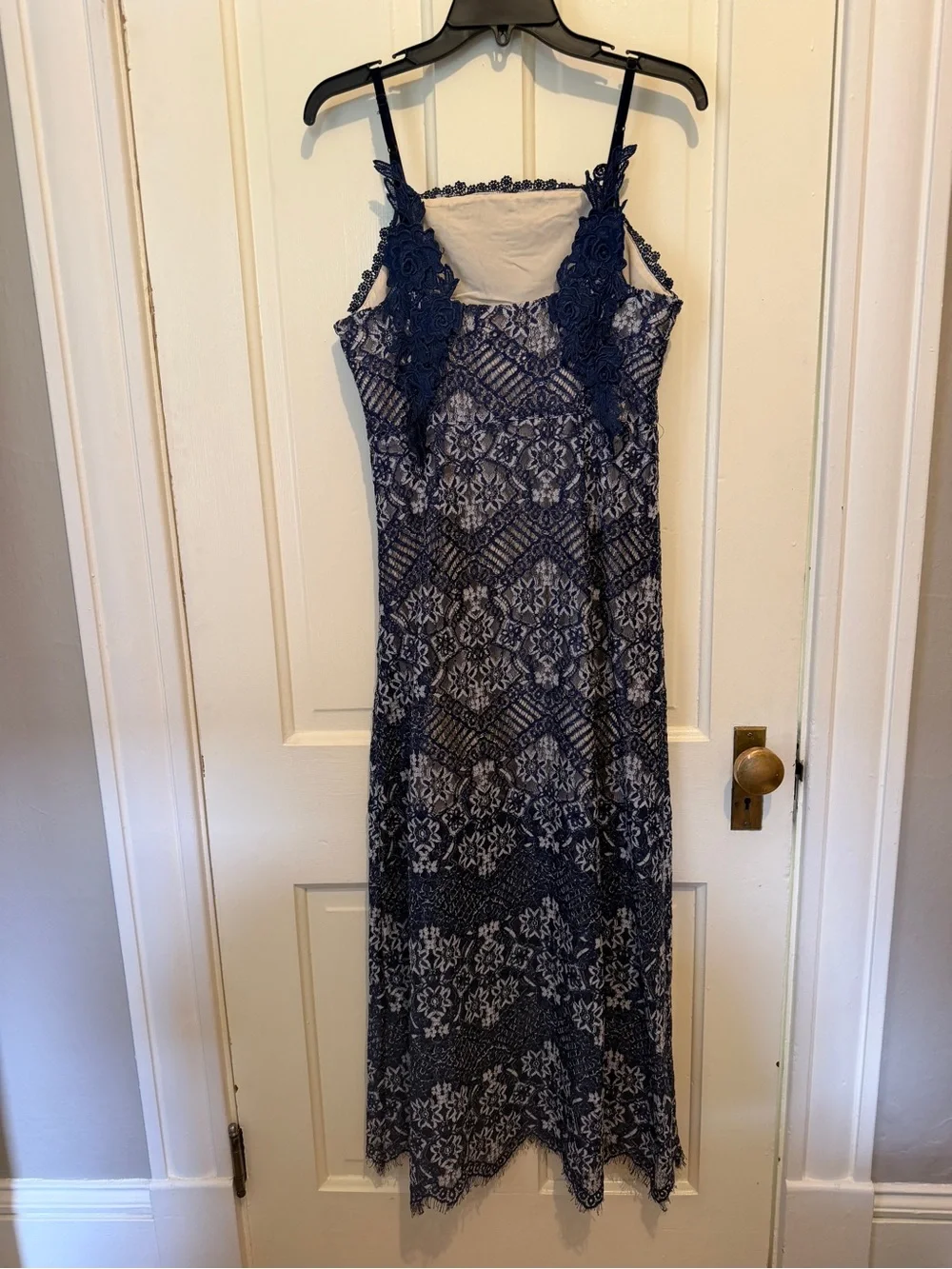 FOXIEDOX Navy Lace Midi Dress – Size Large – Worn Once